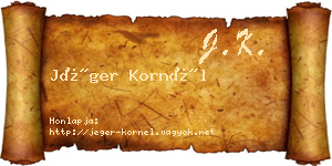 Jéger Kornél névjegykártya